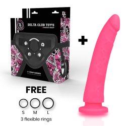 DELTA CLUB - TOYS DILDO + ARNES ROSA SILICONA MEDICA 20 CM -O- 4 CM