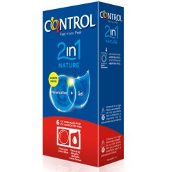 CONTROL - DUO NATURA 2-1 PRESERVATIVO + GEL 6 UDS