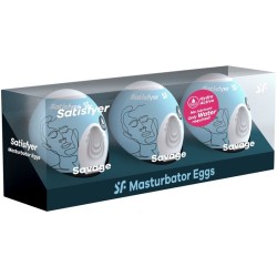 SATISFYER - 3 HUEVOS MASTURBADORES SAVAGE