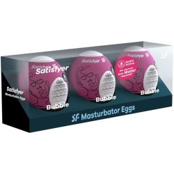 SATISFYER - 3 HUEVOS MASTURBADORES BUBBLE