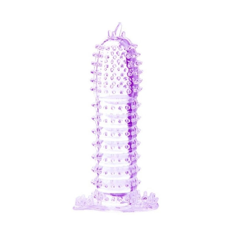 BAILE - FUNDA PARA PENE CON PUNTOS ESTIMULANTES MORADO 14 CM