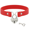 COQUETTE CHIC DESIRE - COLLAR CUERO VEGANO ROJO ACCESORIO CORAZÓN CON LLAVE