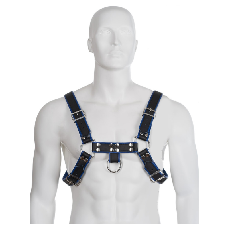 LEATHER BODY - ARNES CUERO AZUL Y NEGRO CHEST BULLDOG