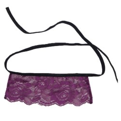 SUBBLIME - CORSET TANGA Y ANTIFAZ NEGRO Y MORADO L/XL