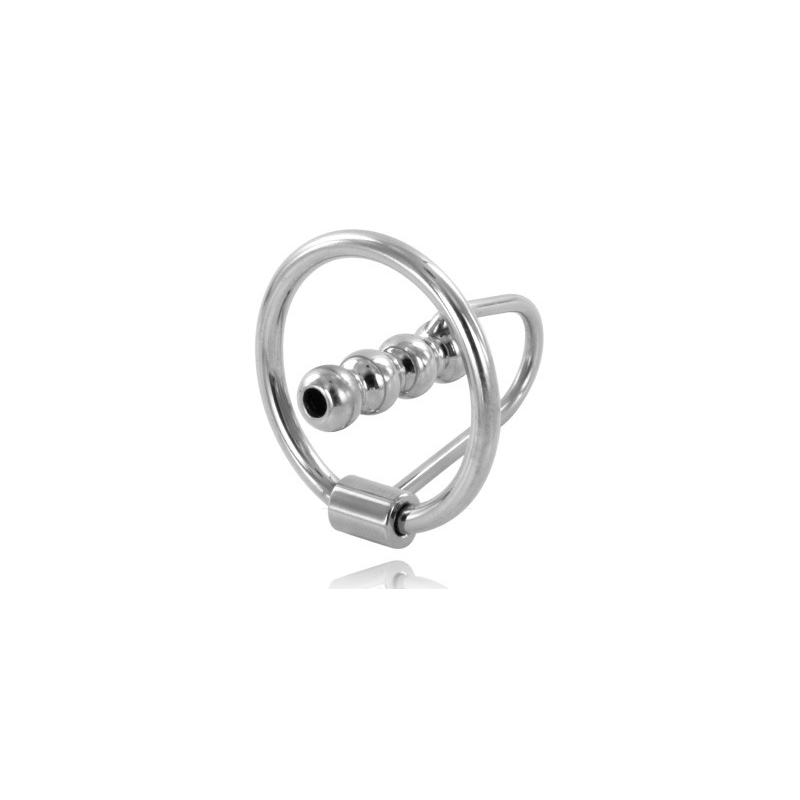 METAL HARD - ANILLO GLANDE CON PLUG URETRAL 28MM