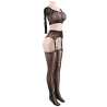 QUEEN LINGERIE - BODYSTOCKING TOP MANGA LARGA S/L