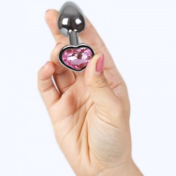 SECRETPLAY - METAL BUTT PLUG CORAZÓN FUCSIA TALLA S 7 CM