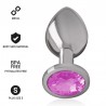 INTENSE - PLUG ANAL METAL ALUMINIO CON CRISTAL ROSA TALLA S