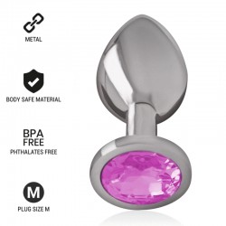 INTENSE - PLUG ANAL METAL ALUMINIO CON CRISTAL ROSA TALLA L