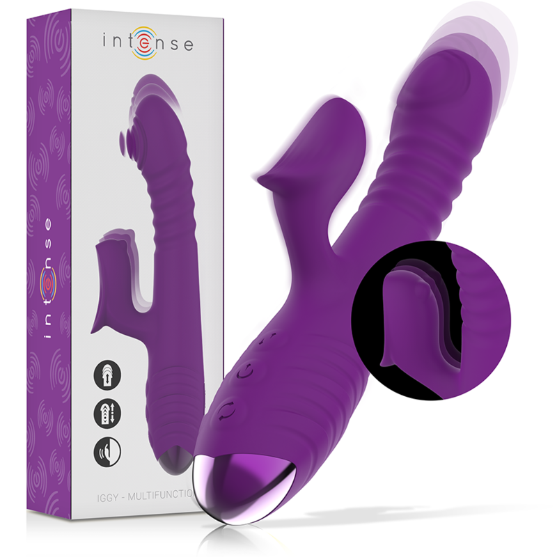 INTENSE - IGGY VIBRADOR MULTIFUNCIÓN RECARGABLE UP  DOWN CON ESTIMULADOR DE CLITORIS MORADO