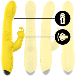 INTENSE - TOKY VIBRADOR MULTIFUNCIÓN RECARGABLE UP  DOWN CON ESTIMULADOR DE CLITORIS AMARILLO