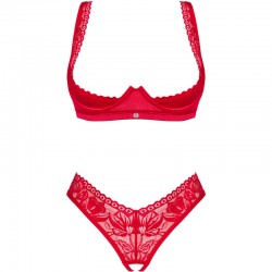 OBSESSIVE - LACELOVE SET DOS PIEZAS CUPLESS ROJO M/L