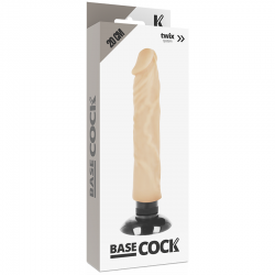 BASECOCK - VIBRADOR REALISTICO 2-1 NATURAL NEGRO 20 CM -O- 4 CM