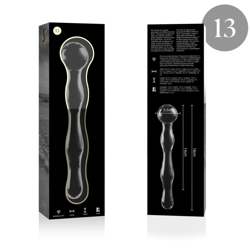 NEBULA SERIES BY IBIZA - MODELO 13 DILDO CRISTAL BOROSILICATO ROSA 18 CM -O- 3.5 CM