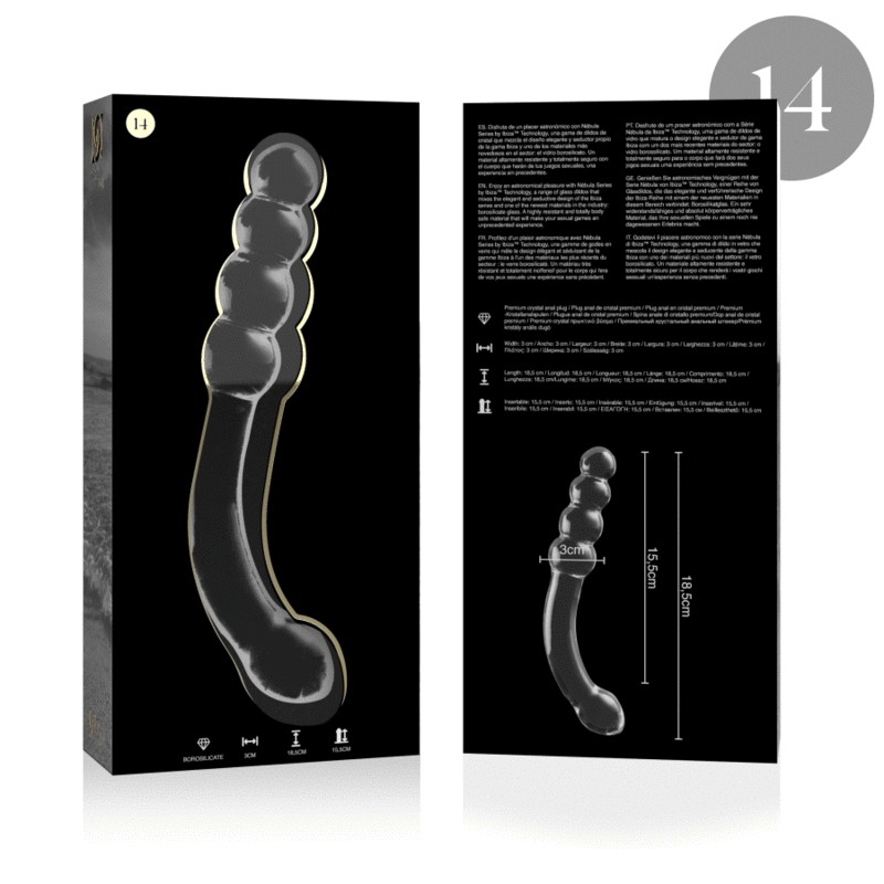 NEBULA SERIES BY IBIZA - MODELO 14 DILDO CRISTAL BOROSILICATO ROSA 18.5 CM -O- 3 CM