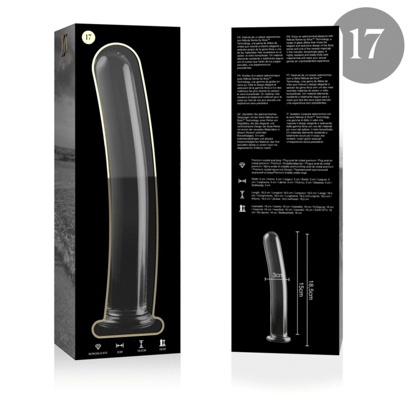 NEBULA SERIES BY IBIZA - MODELO 17 DILDO CRISTAL BOROSILICATO ROSA 18.5 CM -O- 3 CM