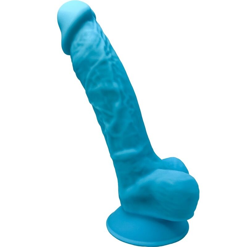 SILEXD - MODELO 1 PENE REALISTICO SILICONA PREMIUM SILEXPAN AZUL 17.5 CM