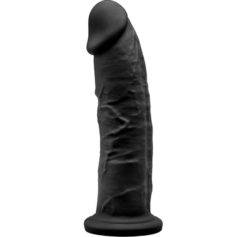 SILEXD - MODELO 2 PENE REALISTICO SILICONA PREMIUM SILEXPAN NEGRO 19 CM