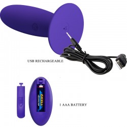 PRETTY LOVE - YOUTH PLUG ANAL VIBRADOR CONTROL REMOTO VIOLETA