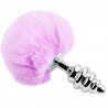 ALIVE - ANAL PLEASURE PLUG ESPIRAL METAL POMPON VIOLETA TALLA M