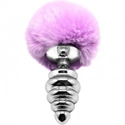 ALIVE - ANAL PLEASURE PLUG ESPIRAL METAL POMPON VIOLETA TALLA L