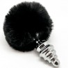 ALIVE - ANAL PLEASURE PLUG ESPIRAL METAL POMPON NEGRO TALLA S