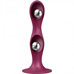 SATISFYER - DOUBLE BALL-R DILDO SILICONA AZUL