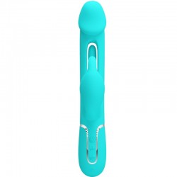 PRETTY LOVE - KAMPAS VIBRADOR RABBIT 3 EN 1 MULTIFUNCIÓN CON LENGUA VERDE AGUA