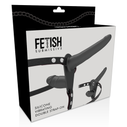 FETISH SUBMISSIVE HARNESS - DOBLE PENETRACIÓN VIBRADOR NEGRO