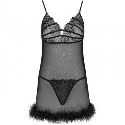 LIVCO CORSETTI FASHION - ZERUNAM SET BABYDOLL + TANGA NEGRO