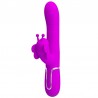 PRETTY LOVE - VIBRADOR RABBIT MULTIFUNCIÓN 4 EN 1 MARIPOSA FUCSIA