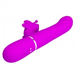 PRETTY LOVE - VIBRADOR RABBIT MULTIFUNCIÓN 4 EN 1 MARIPOSA FUCSIA