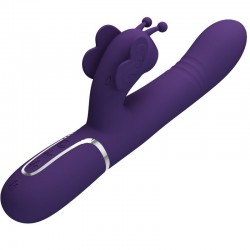 PRETTY LOVE - VIBRADOR RABBIT MULTIFUNCIÓN 4 EN 1 MARIPOSA MORADO