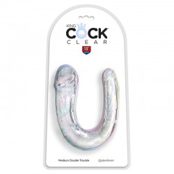 KING COCK - DOUBLE TROUBLE DILDO DOBLE 33 CM TRANSPARENTE