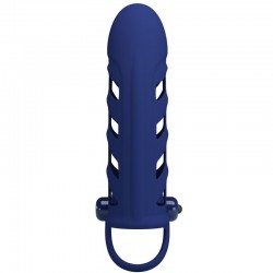 PRETTY LOVE - ALTAF ANILLO VIBRADOR CON FUNDA DE SILICONA AZUL