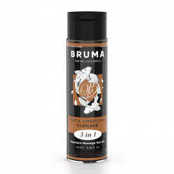 BRUMA - ACEITE DE MASAJE PREMIUM EFECTO CALOR SABOR TARTA AMERICANA 3 EN 1 - 100 ML